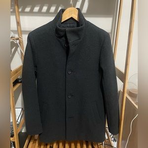 HOLLISTER GREY/BLACK TOPCOAT TRENCH COAT SIZE S